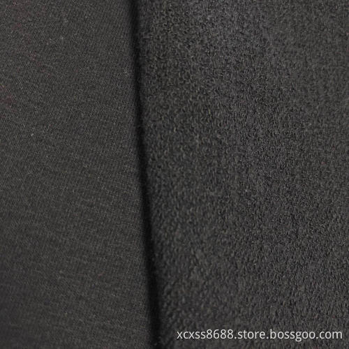 billig grossist spandex svart french terry stickat tyg